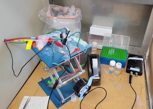 instruments set up for electrochemistry & microchip electrophoresis experiments